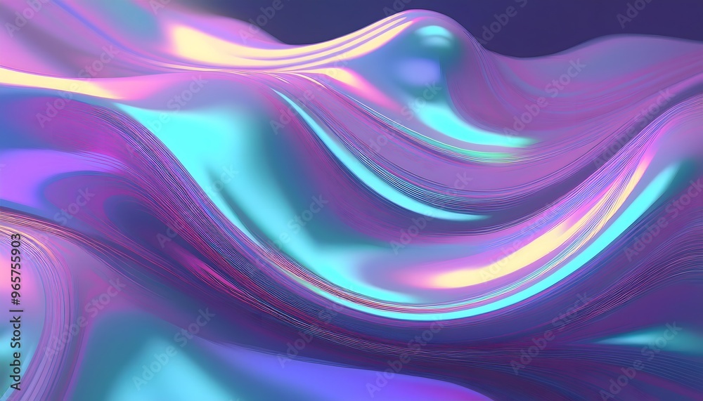 abstract iridescent shape, holographic background; blue and purple wave abstract iridescent shape, holographic background; blue and purple wave