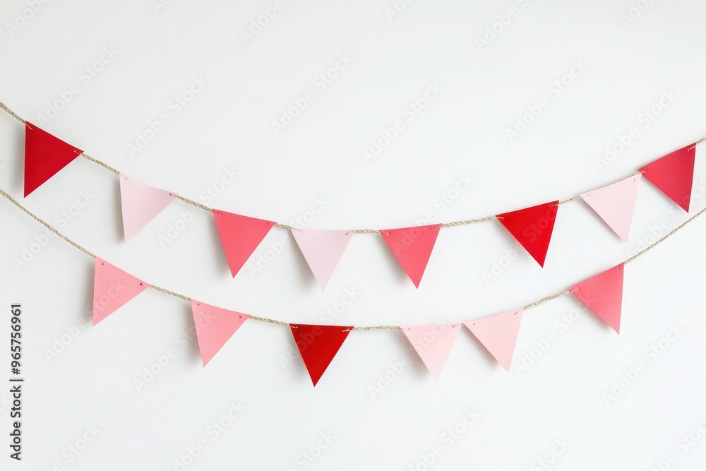 Obraz premium Red and Pink Triangle Garland for Valentines Day