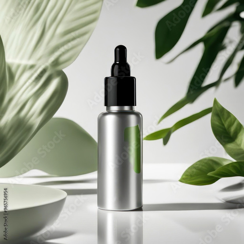 Experience the refreshing allure of nature with this sleek silver bottle