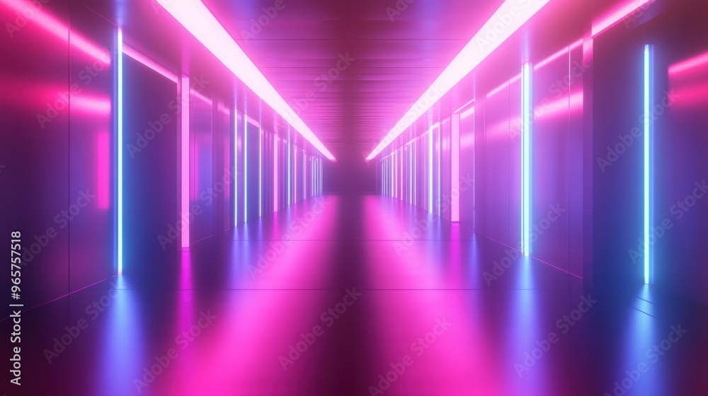 Neon Lights in a Long Hallway Neon Lights in a Long Hallway