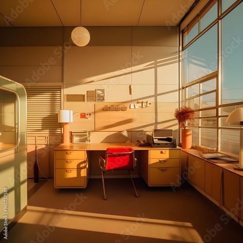 Cozy Office with Warm Sunset Light