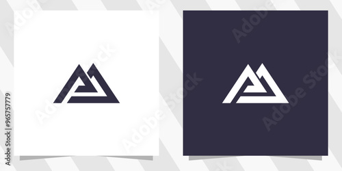 letter pm mp logo design vector