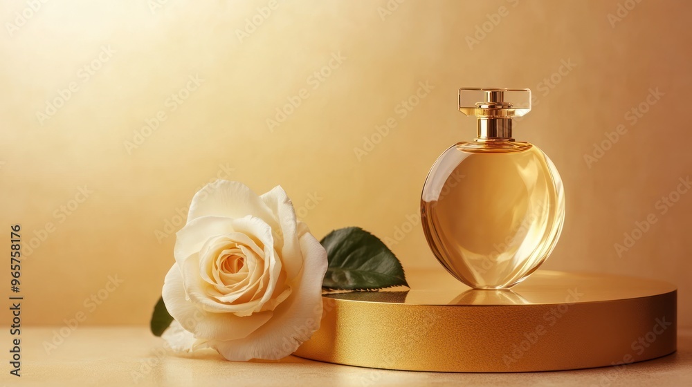 Elegant Perfume Bottle with a White Rose Elegant Perfume Bottle with a White Rose