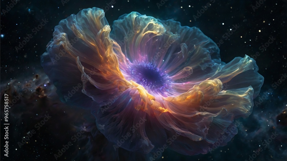 Celestial Drift: An Otherworldly Being Illuminates the Darkness of Space