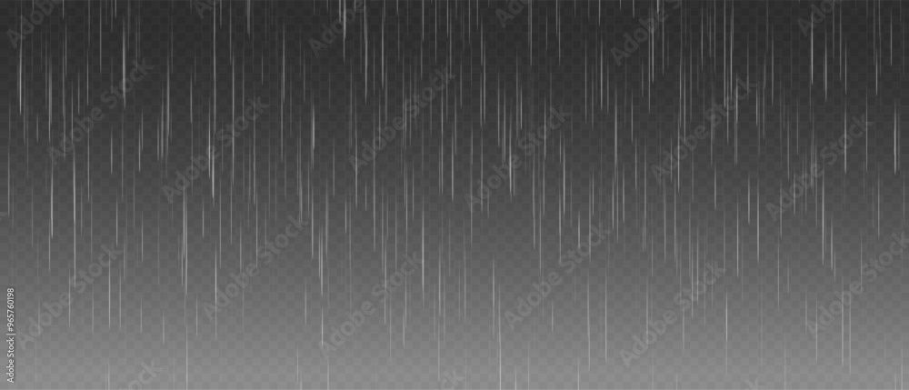 Rain on a transparent background. Storm with rain. Rainy weather. Rain and snow. Rain and hail.