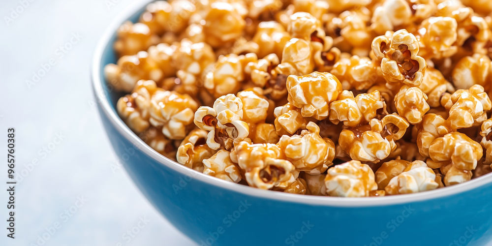 Large bowl of caramel corn, with coated popcorn kernels overflowing Large bowl of caramel corn, with coated popcorn kernels overflowing