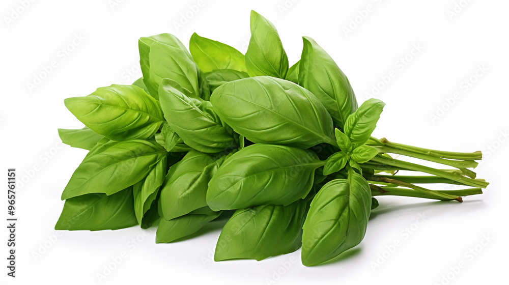 bunch of fresh green basil leaves bunch of fresh green basil leaves