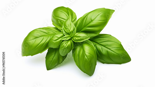 bunch of fresh green basil leaves