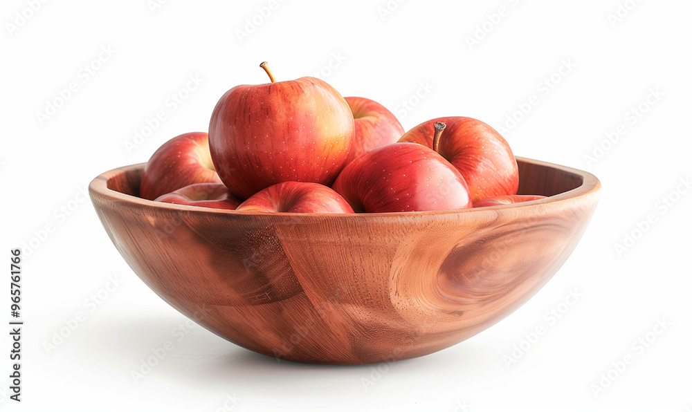 Red Apples in a Wooden Bowl on White – Fresh and Organic Fruit Red Apples in a Wooden Bowl on White – Fresh and Organic Fruit