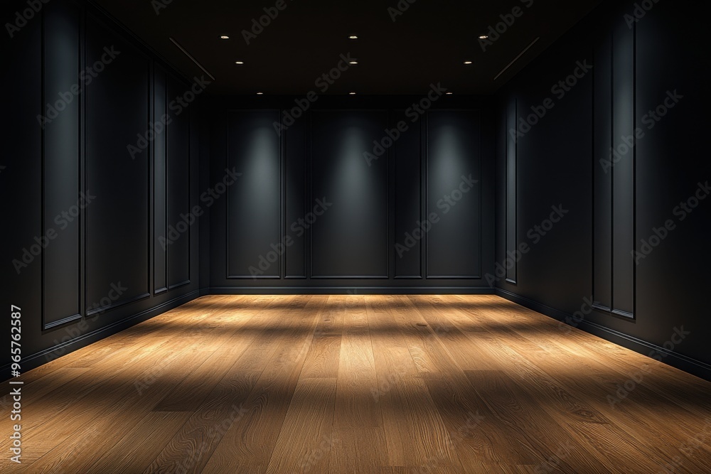 custom made wallpaper toronto digitalWood floor with dark black wall and lighting for present product