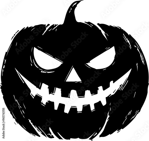 Sinister Black Pumpkin with Grinning Face