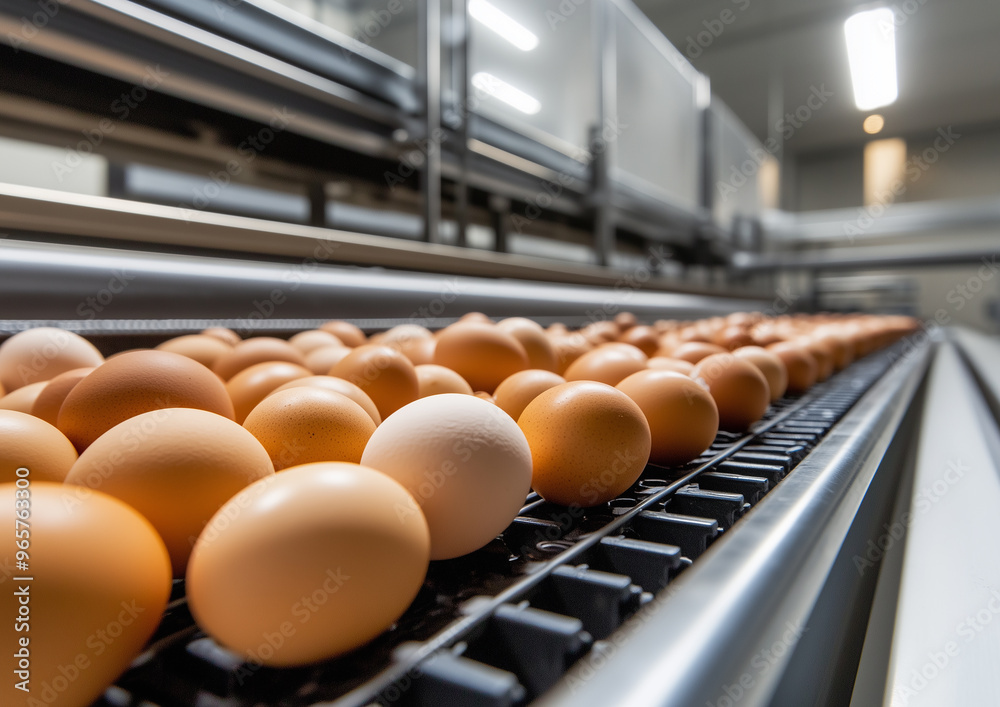Egg collection systems, automatic conveyor belts on which fresh eggs are neatly stacked Egg collection systems, automatic conveyor belts on which fresh eggs are neatly stacked
