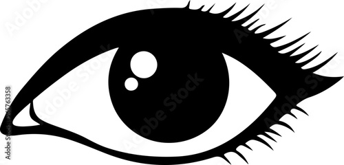 Stylized Black Eye Illustration with Lashes