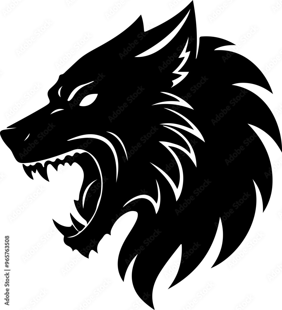 Black Howling Wolf Head Silhouette Black Howling Wolf Head Silhouette