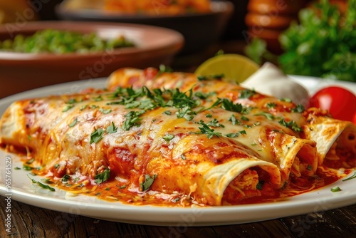 Wallpaper Mural Delicious Cheese Enchiladas with Fresh Herbs on a Plate Torontodigital.ca