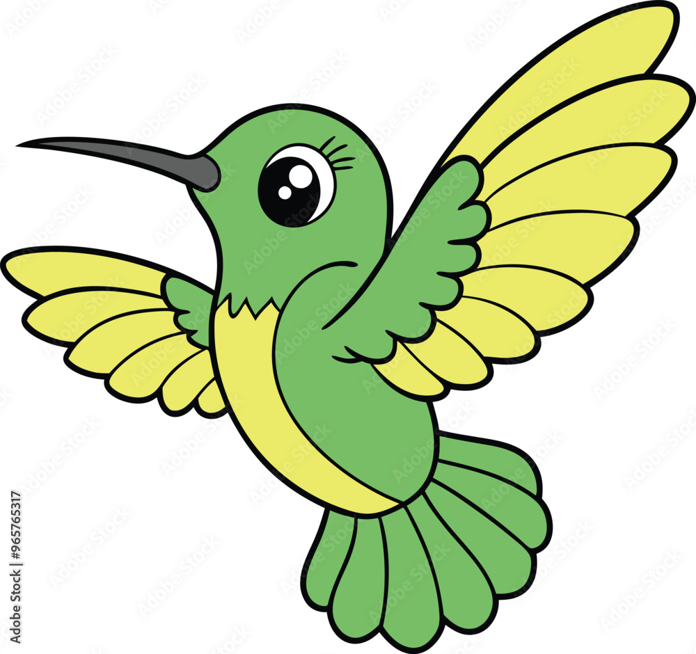 Obraz premium Green Cute Hummingbird Illustration