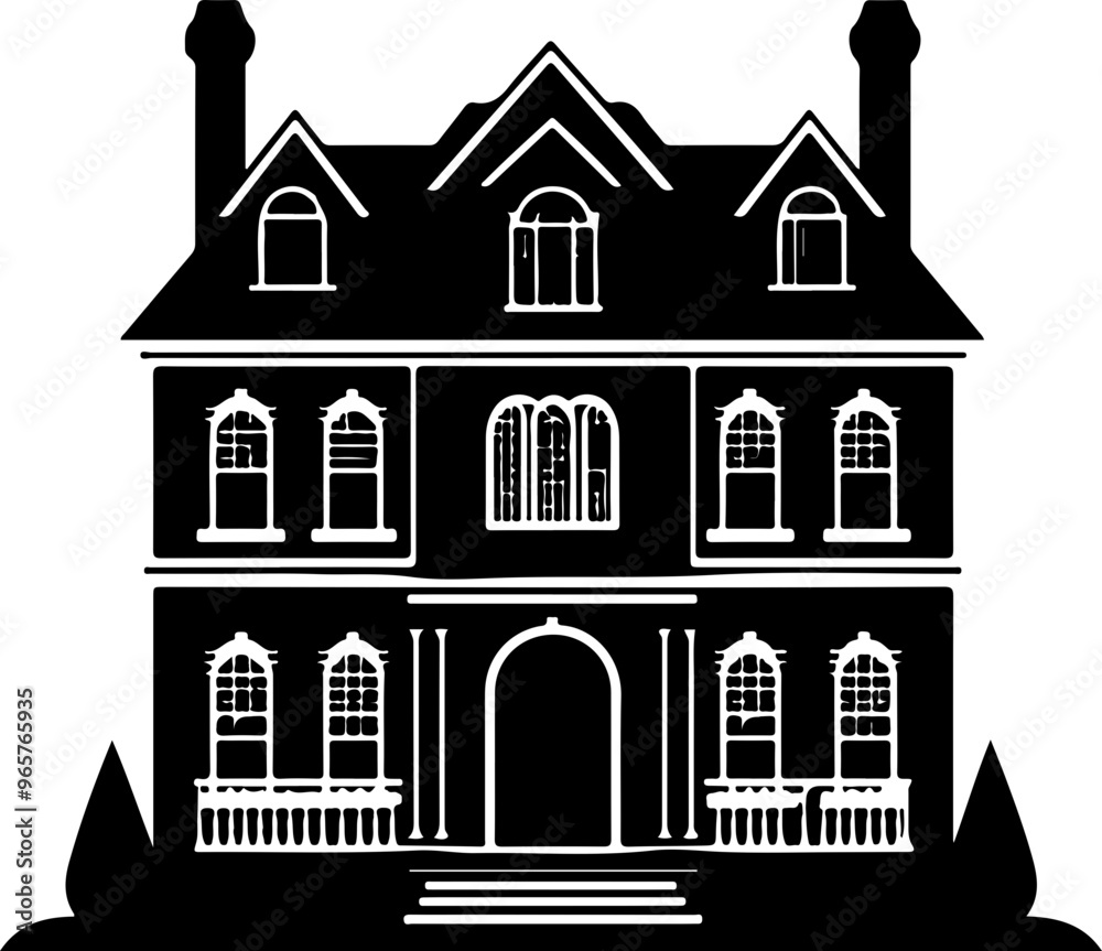 Fototapeta premium Silhouette of a Victorian-Style House