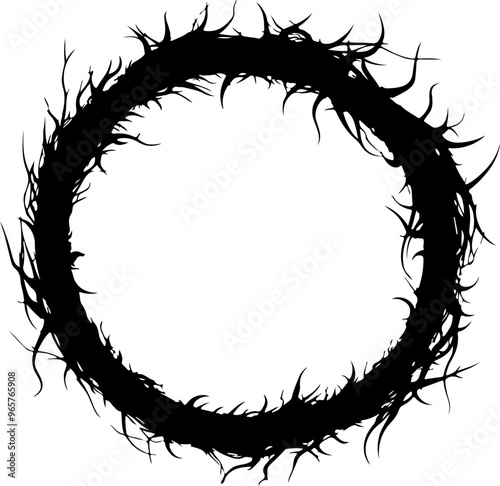 Intricate Black Thorn Circle Design