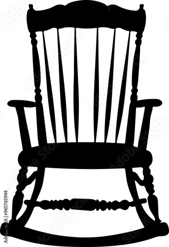 Silhouette of a Classic Wooden Rocking Chair
