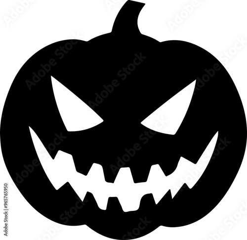 Sinister Black Pumpkin with Grinning Face