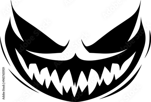 Illustration of a Menacing Grin with Sharp Teeth