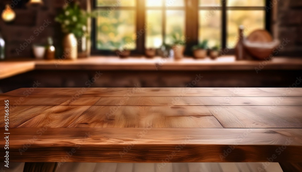 Fototapeta premium Rustic wood table with a smooth finish.