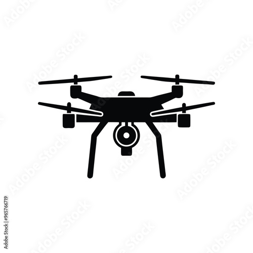 Sleek Drone Silhouette: Vector Illustration for Versatile Designs.