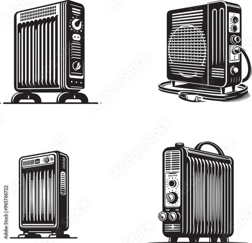  silhouette of clean vector of Heater  isolated on white background