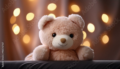 soft textures and gentle lighting, the huggable plush toy offers comfort and warmth. photo