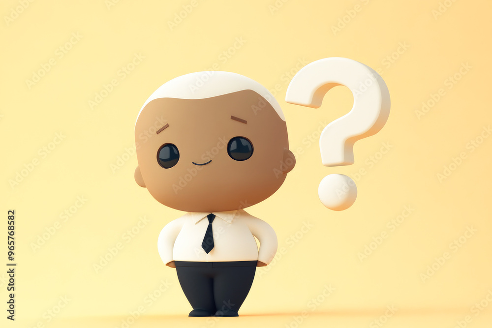 An adorable chibi style character in a white shirt and tie, standing ...