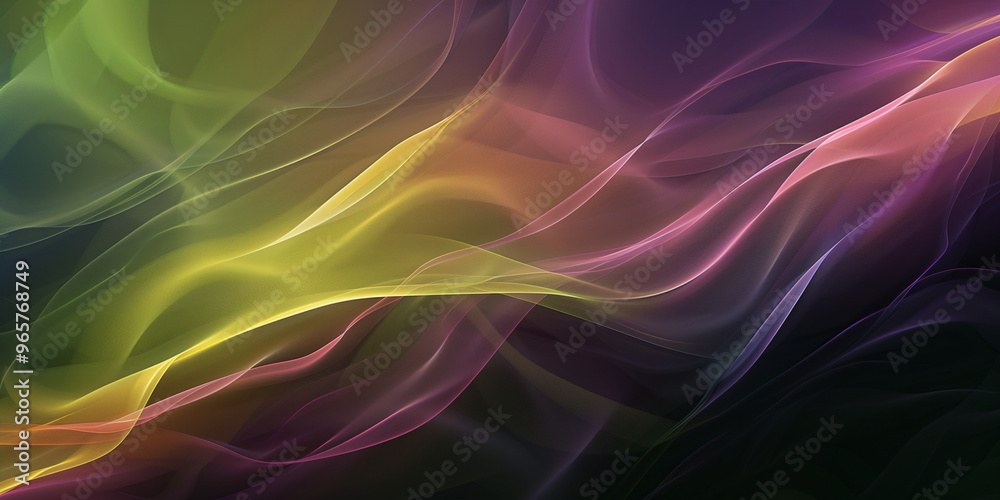 Flowing pastel waves with green and gold hues. Flowing pastel waves with green and gold hues.