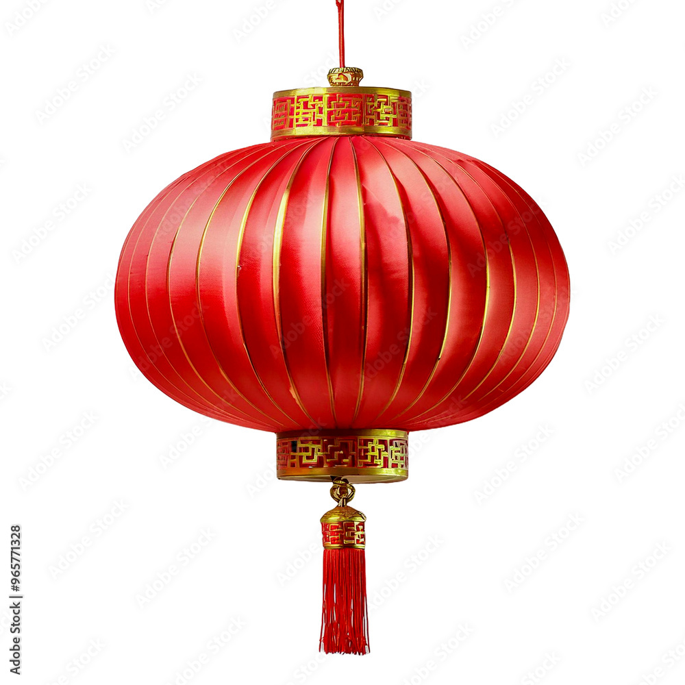 a red lantern with gold lettering on it is hanging from a wire.