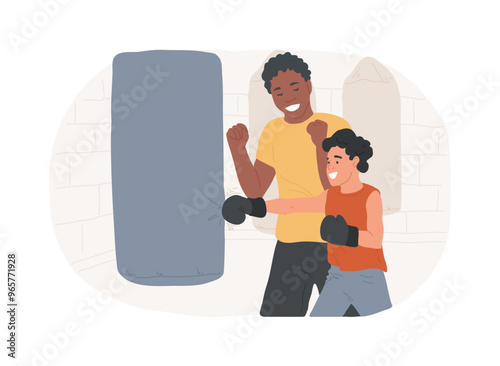 Boxing instructor isolated cartoon vector illustrations.