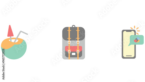 Travel and vacation elements for summer season vector art illustration