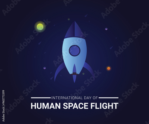 illustration vector graphic of an astronaut floating in space, showing planet earth, perfect for international day, human space flight, celebrate, greeting card, etc.