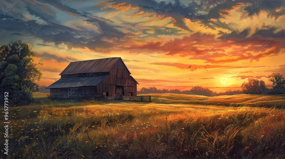 Sunsets in the countryside offer a rustic charm. Sunsets in the countryside offer a rustic charm.