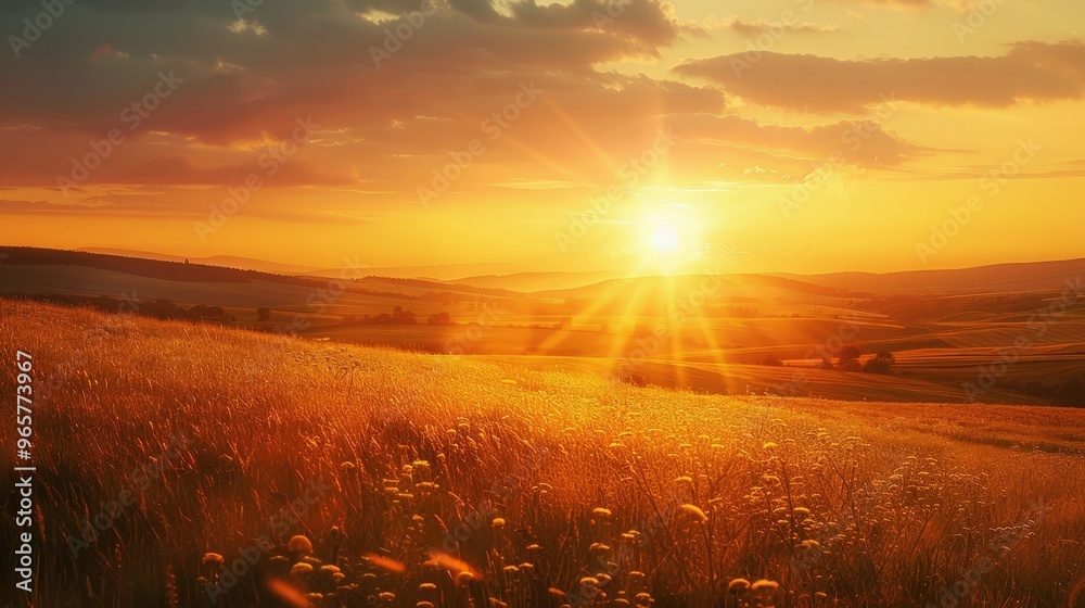 Obraz premium Sunsets in the countryside offer a rustic charm.