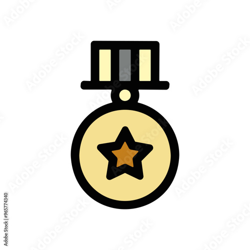 ensemble picto icones premier premiere place medaille honneur recompense vainqueur or couleur gras