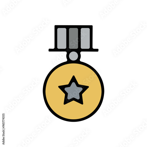 ensemble picto icones premier premiere place medaille honneur recompense vainqueur or couleur
