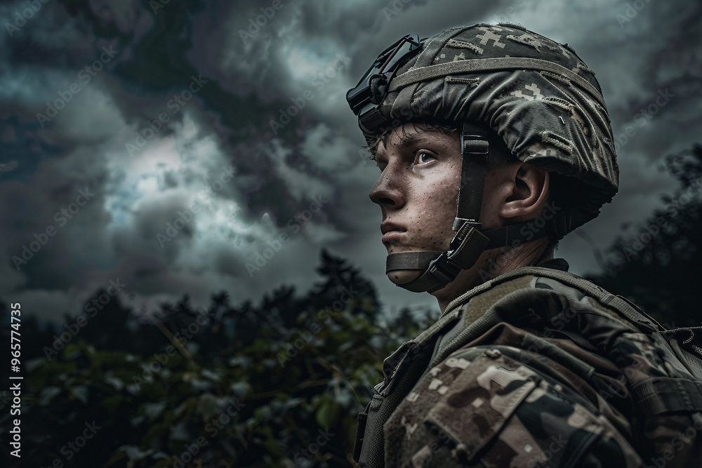 Generative ai photo of military officer war battlefield Generative ai photo of military officer war battlefield