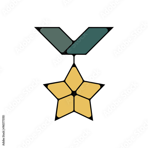 picto icones medaille militaire etoile recompense vainqueur or couleur premier podium