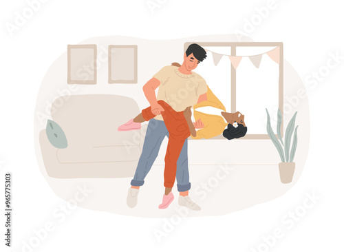 Training at home isolated cartoon vector illustrations.