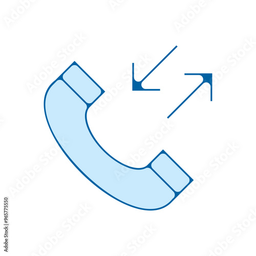 picto icones symbole appel entrant sortant bleu fin