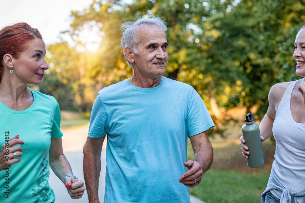 Active Senior men running in a group Active Senior men running in a group