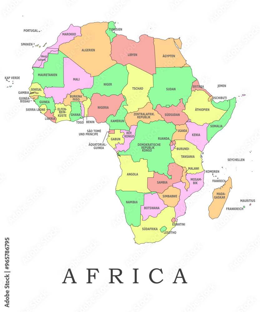 Fototapeta premium AFRICA administrative divisions. AFRICA map illustration vector.