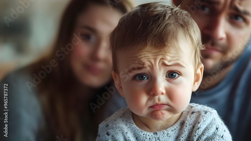 Emotional Bonds:Crying Baby Comforted by Caring Parents