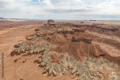 Vast aerial view of Goblin Valley State Park in Utah photo