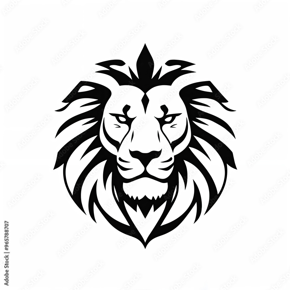 stylized black lion's head. The design emphasizes the lion's facial features, including its intense eyes and prominent mane, which is depicted with flowing lines that create a sense of movement stylized black lion's head. The design emphasizes the lion's facial features, including its intense eyes and prominent mane, which is depicted with flowing lines that create a sense of movement