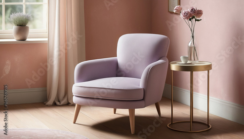 soft pastel purple modern armchair