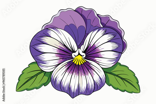 Pansy flower vector illustration on white background.